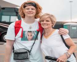 He creates videos with his mother and she is mostly seen in many of his videos.